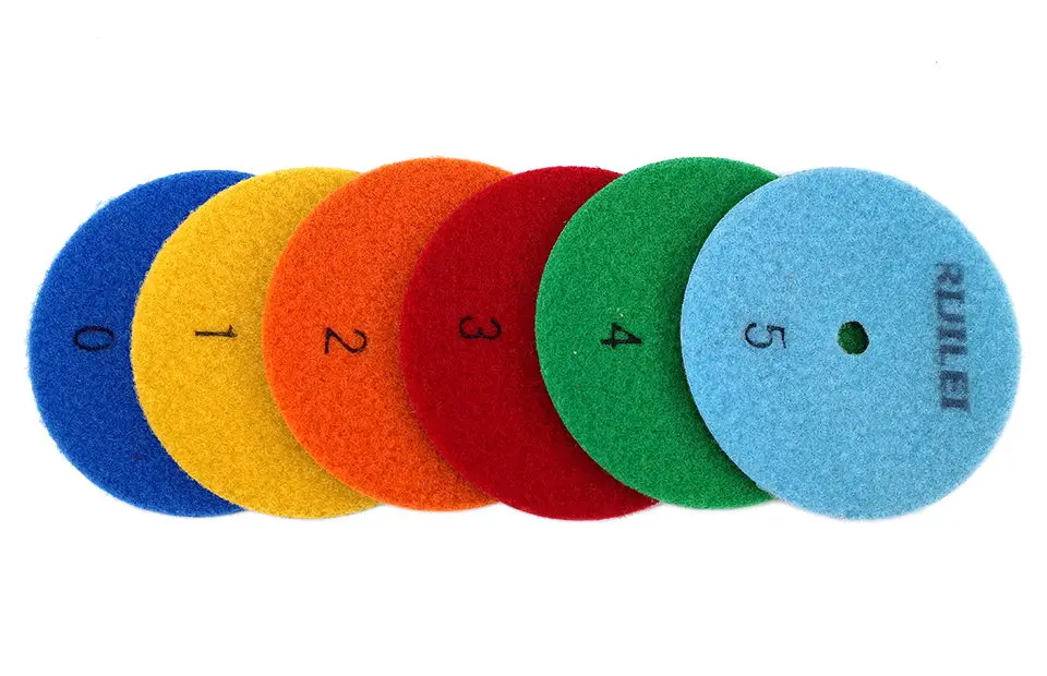 RIJILEI 6 Stück 4 Zoll Trockenpolierpads, flexibles Harz, 100 mm Steinpolierpads für Marmor, Beton, Bodenschleifscheibe – Detail 2