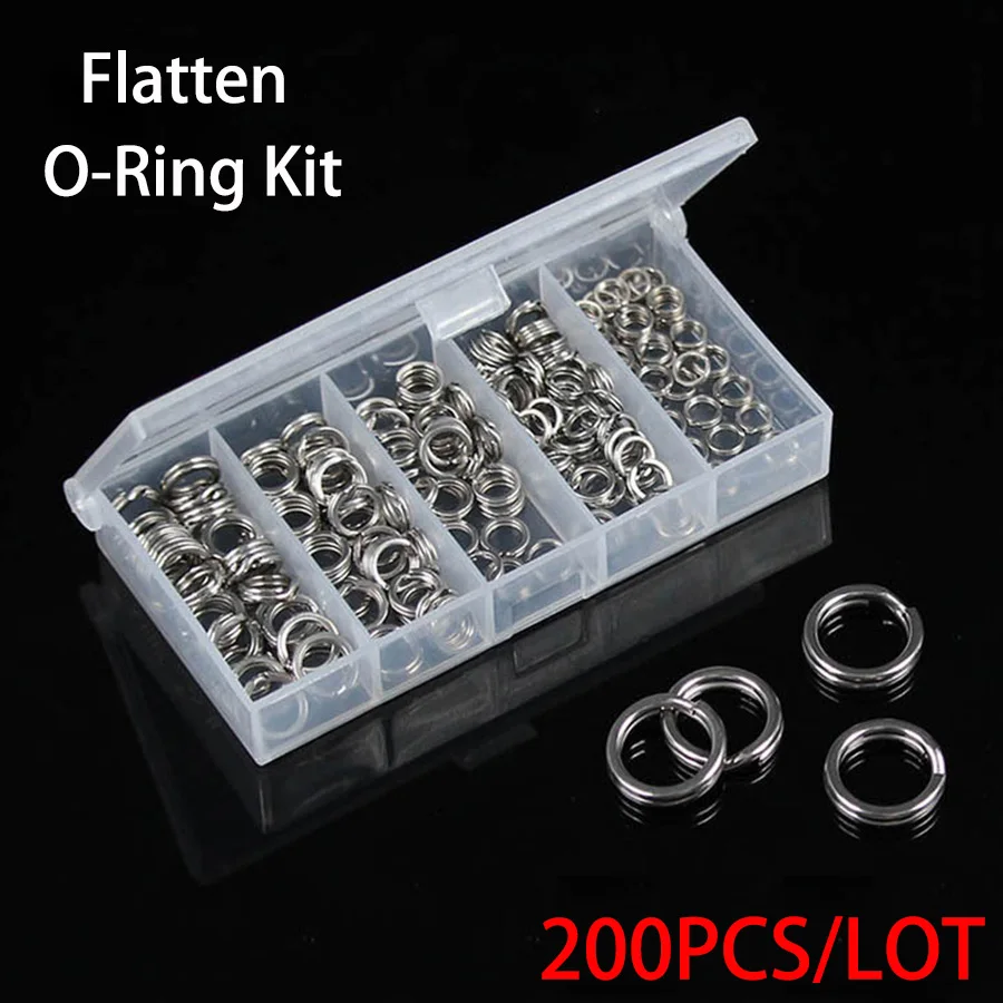 200pcs Assorted Fishing Rings Stainless Steel Double Split Rings Lures Connecting Ring Fishing Accessories/Tackle For Lure