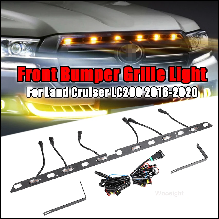 Wooeight 1Set Car Styling LED Grille Mark Light Front Light Grill Lamp Bars Decoration Fit For Toyota Land Cruiser 200 2016-2020