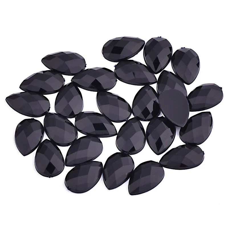 JUNAO 13x18mm 18*25mm Clear Black Flatback Teardrop Rhinestones Glue On Strass Crystals Non Sewing Stones for DIY Decoration