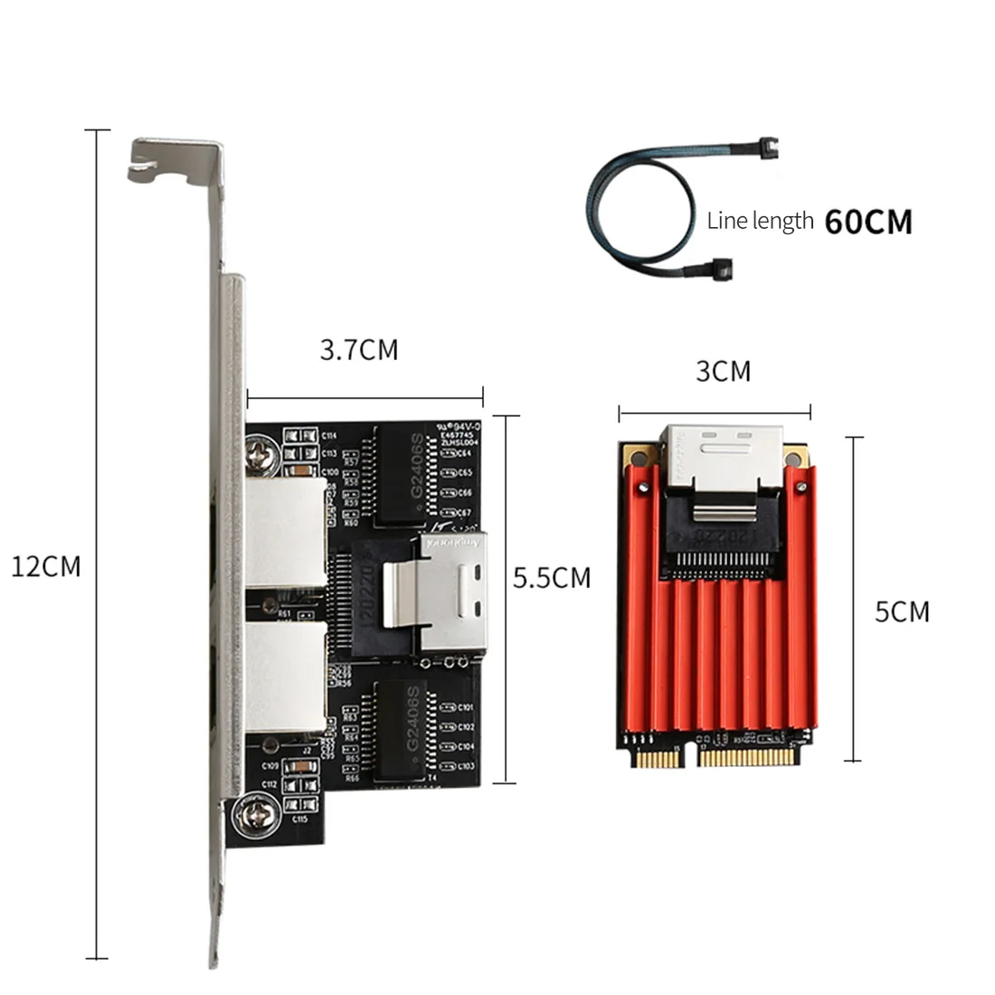 

DIEWU MINI PCIE Gigabit Ethernet Network Card Mini PCIe Dual Port 1000M RJ45 LAN Card Chipset I350 for Win 7/Win 10 systems