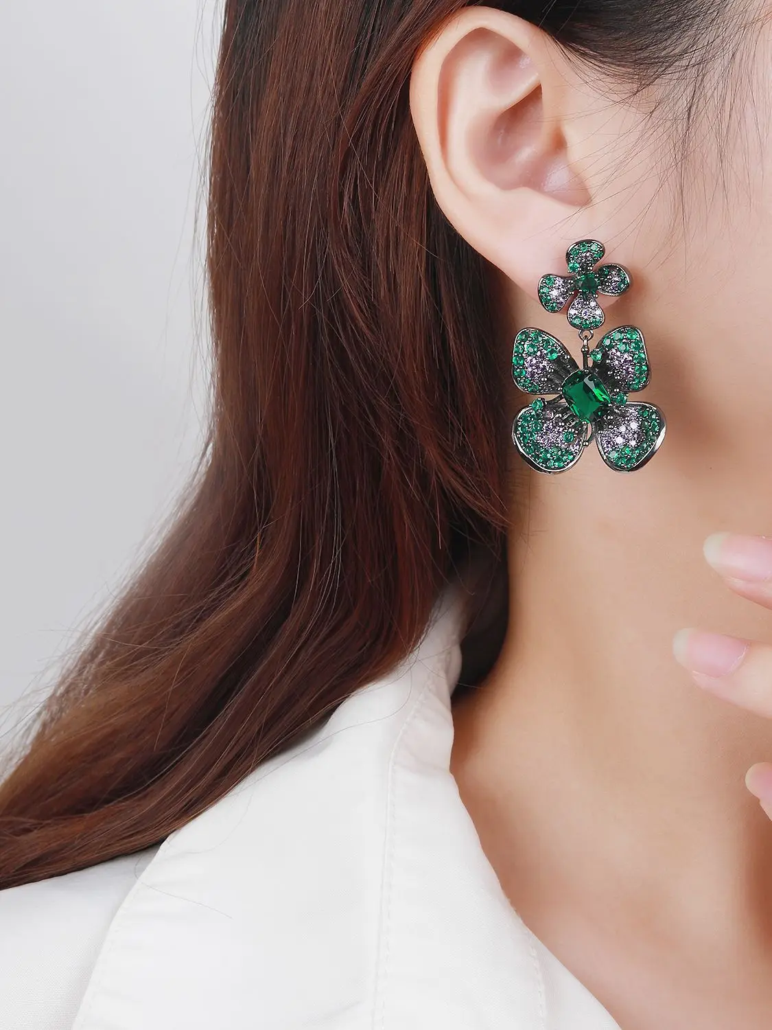 S925 Silver Needle Cubic Zircon CZ Crystals Butterfly Earrings Birthday Party Wedding Gift Fine New Jewelry CE11291