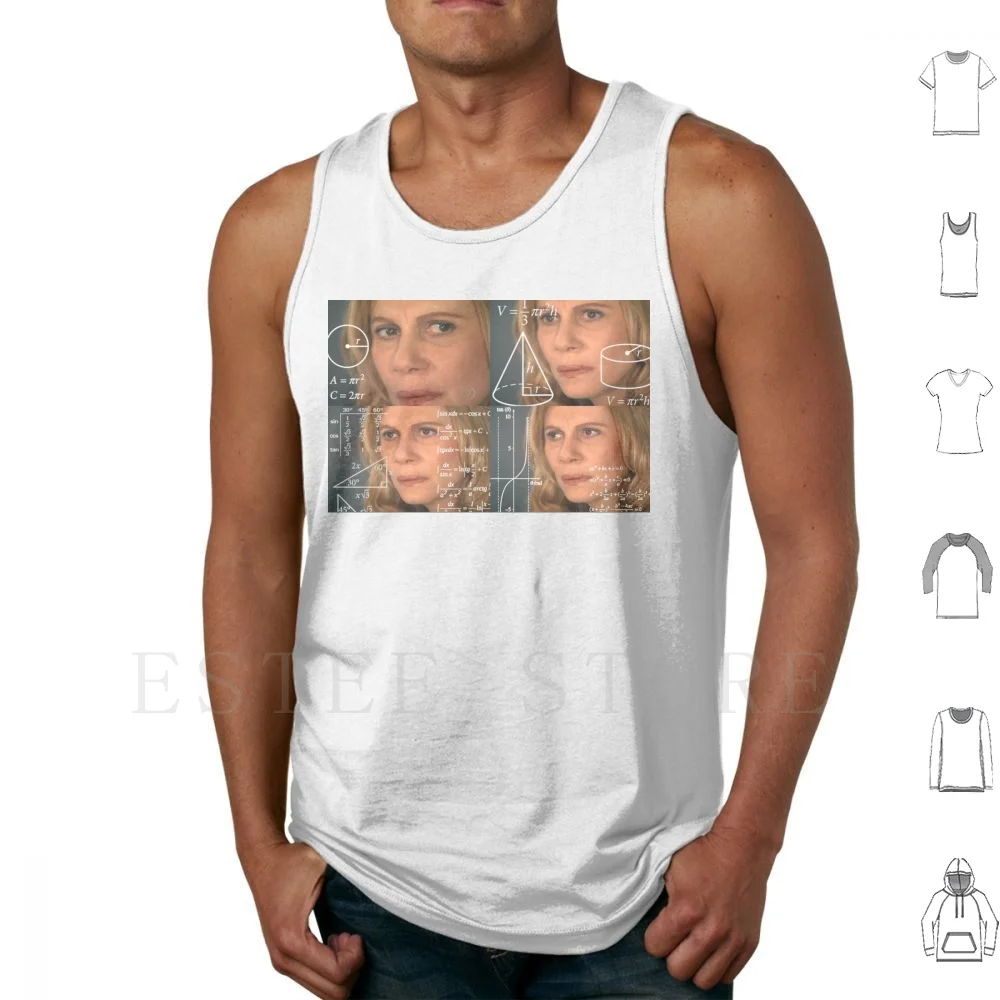 Confused Math Lady Tank Tops Vest Cotton Confused Math Lady Math Lady Confused Lady Woman Doing Math Lady Doing Math No Clue