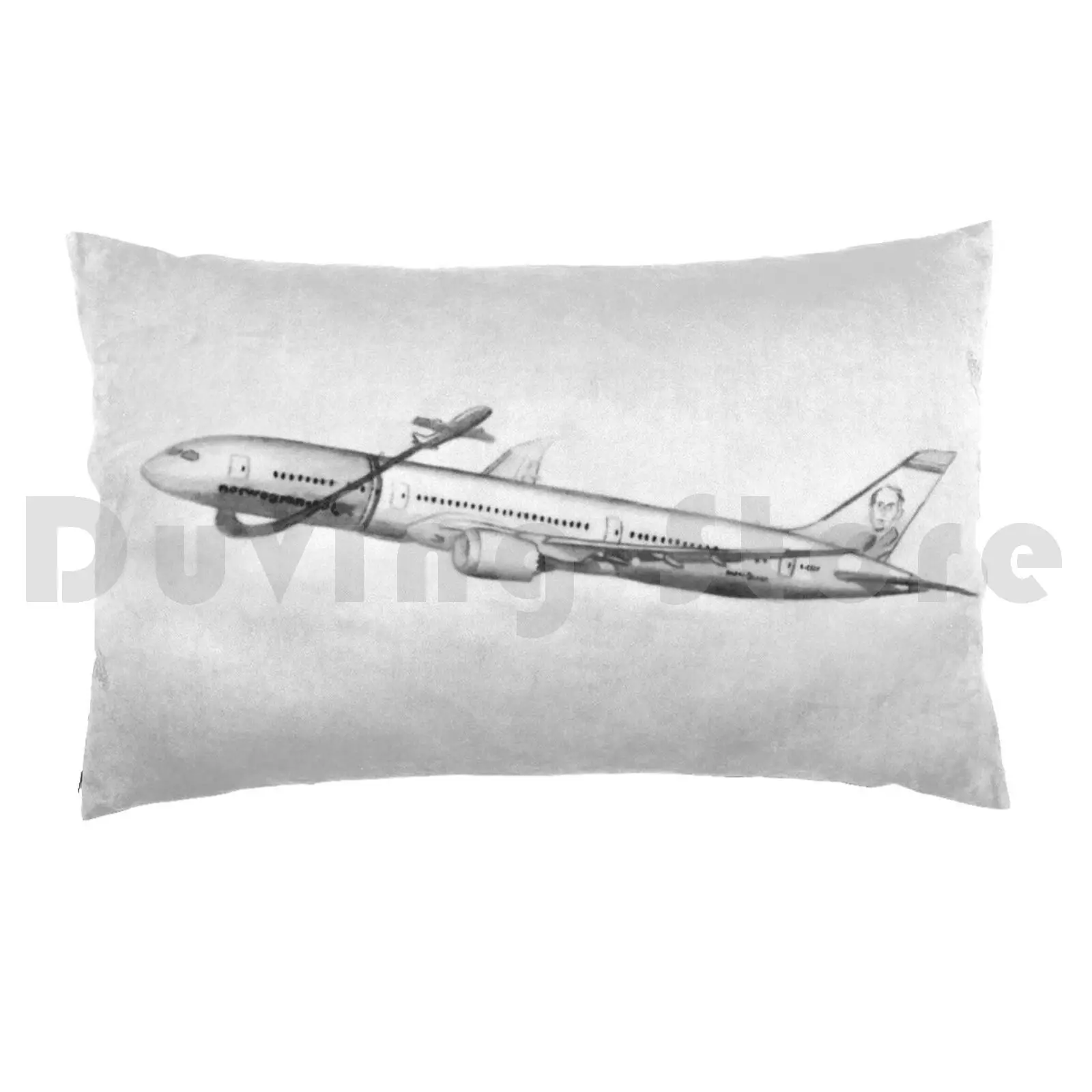 Red Nose Pillow Case DIY 50*70 Norwegian Crew 787 Boeing Flight Takeoff Red Nose Plane Crew Travel Longhaul