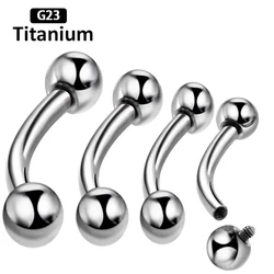 10pcs/lot G23 Titanium Internally Eyebrow Piercings Banana Double Ball Curved Barbell body piercing jewelry 16G 14G