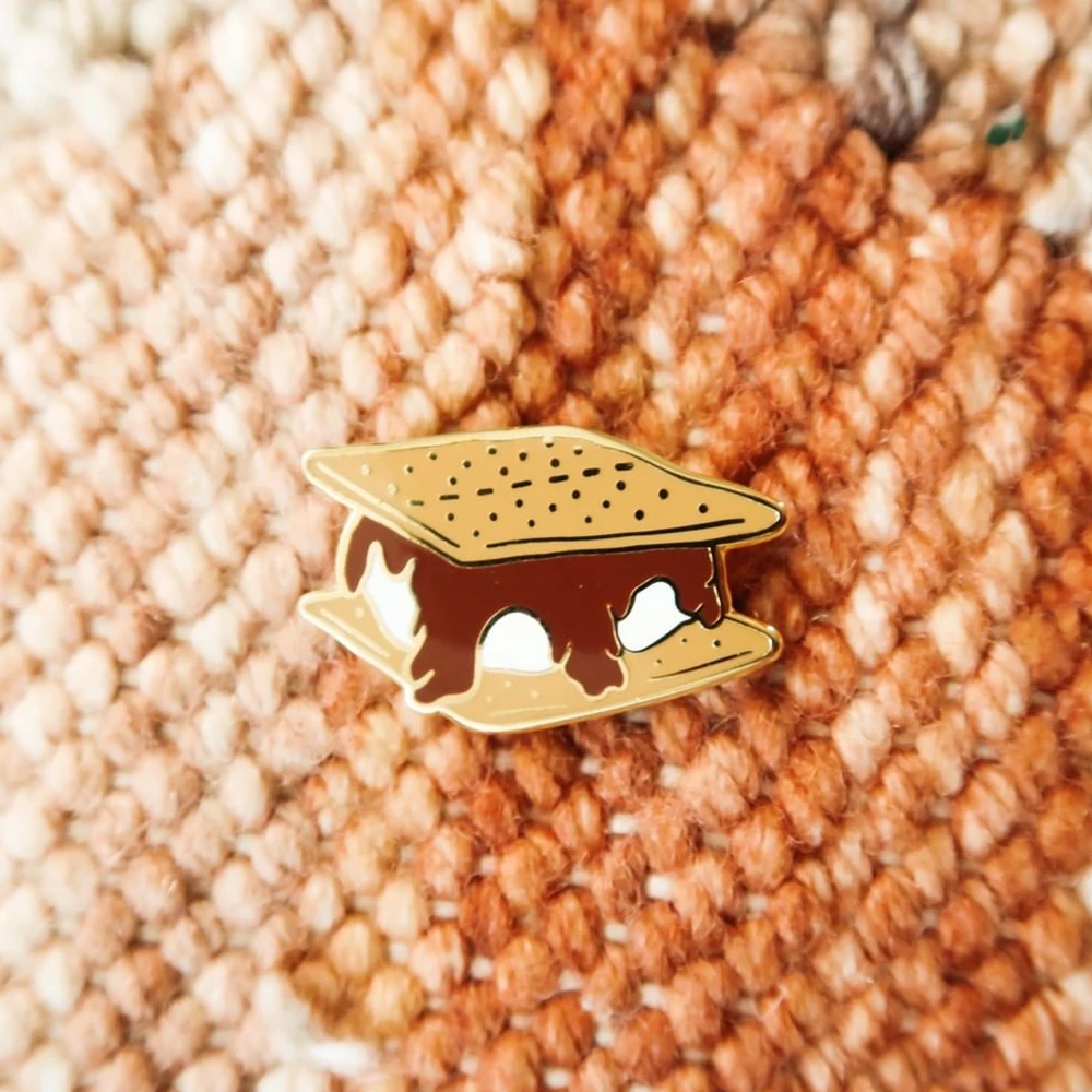 Kawaii Marshmallow Chocolate Sandwich Hard Enamel Pin Delicious Tasty Dessert Biscuit Brooch Medal Unique Fashion Jewelry Gift