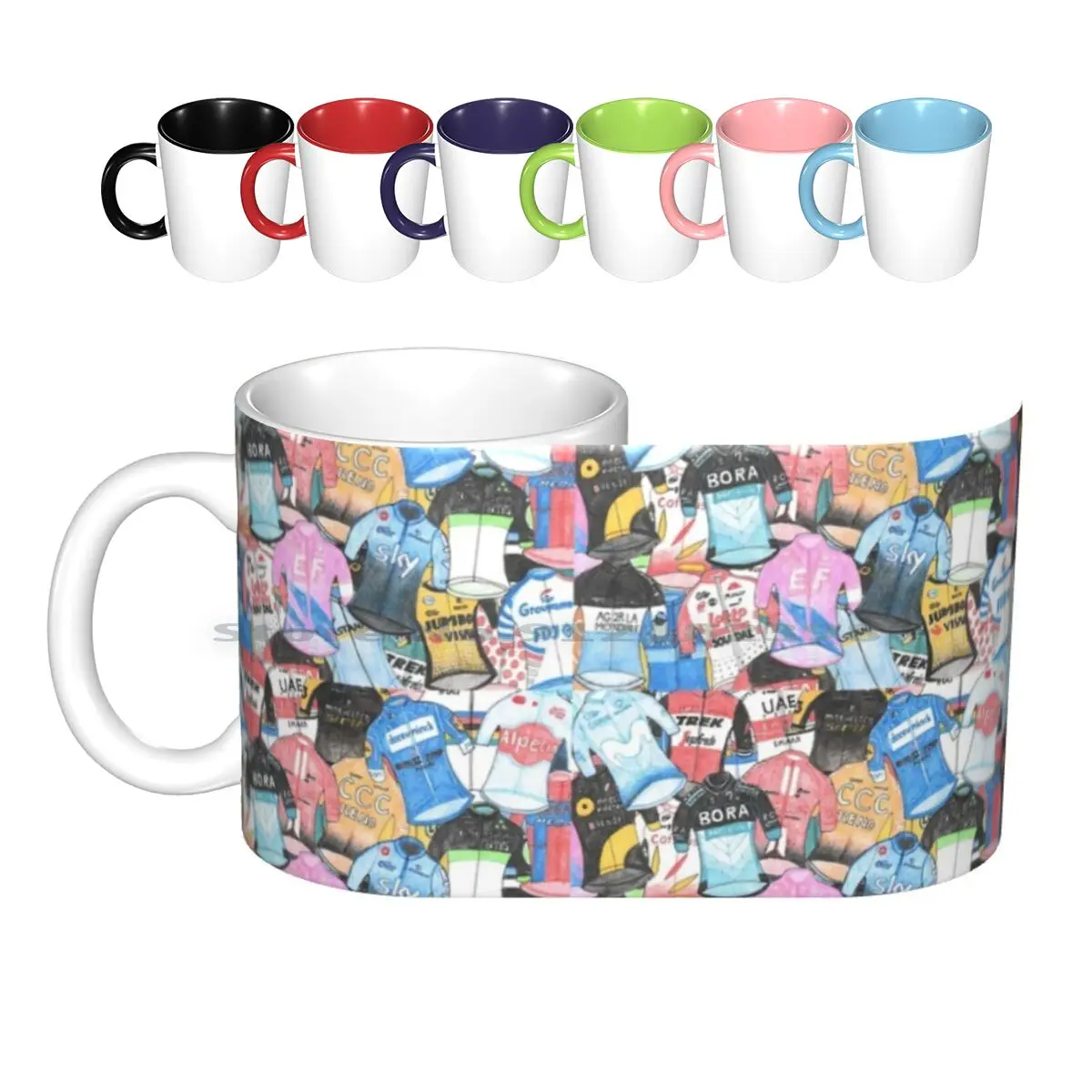 Hand-Drawn Cycling Jersey Print Ceramic Mugs Coffee Cups Milk Tea Mug Cycling Bike Bicycle Velo Cyclist Sport Creative Trending