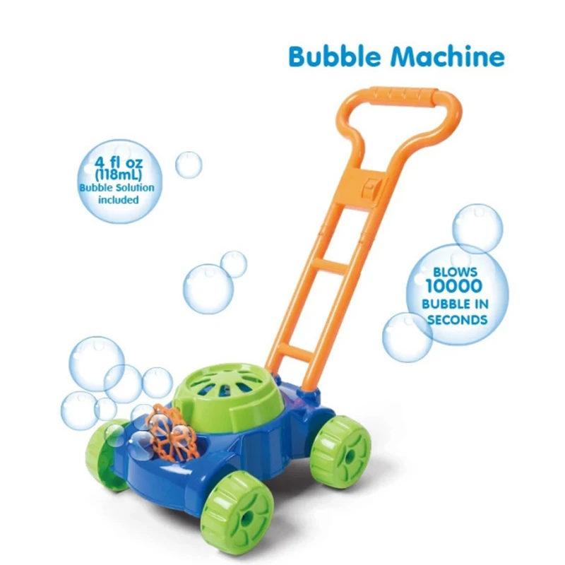 Hand Push Bubble Car Lawn Mower Toy Summer Outdoor Creative Strolling Interactive Toy Stroller Blowing Bubble Toy Gift