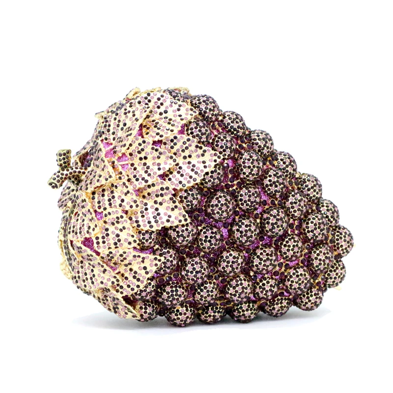 New Fashion Red Shape Grape Women Crystal Evenging Bag Wedding Rhinetone Clutches Purse Handbag