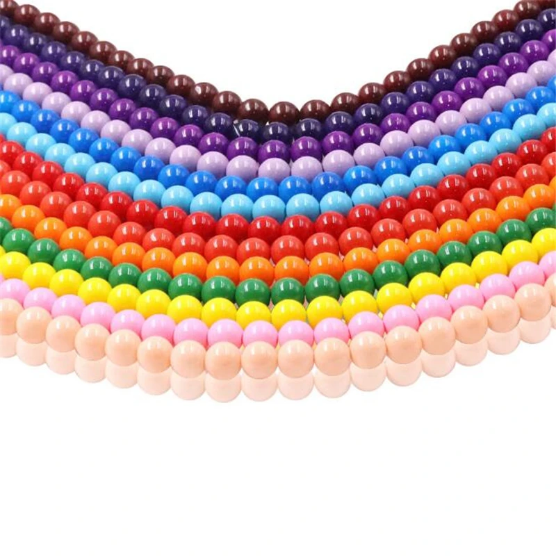 4-12mm Painted Color Pearlized Round Loose Glass Imitation Pearl Beads for Choker Necklace Bracelet Earrings Jewelry Making