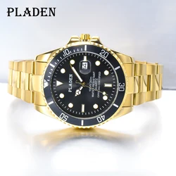 PLADEN Luxury Mens Watches Fashion Sport Chronograph Bezel Quartz Wristwatch Casual Stainless Steel Dive Clock Relogio Masculino