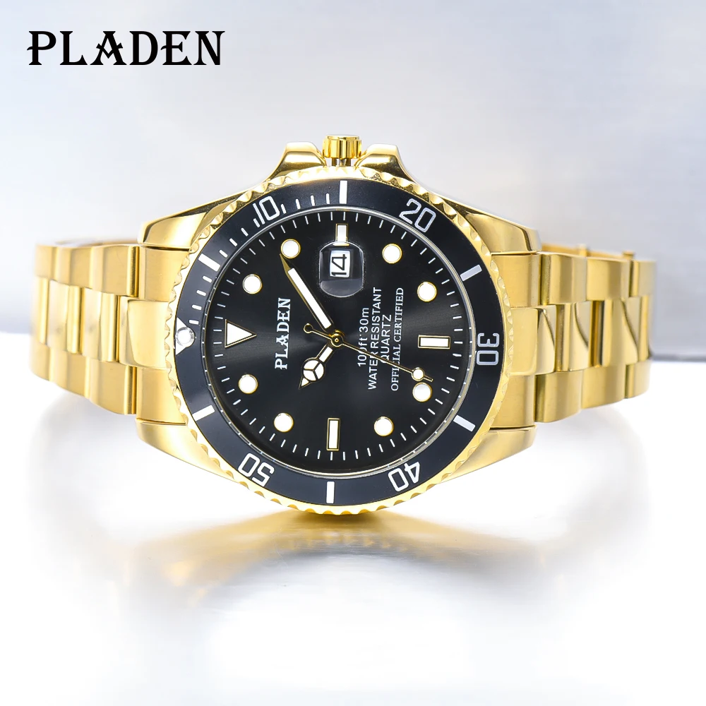 PLADEN Luxury Mens Watches Fashion Sport Chronograph Bezel Quartz Wristwatch Casual Stainless Steel Dive Clock Relogio Masculino