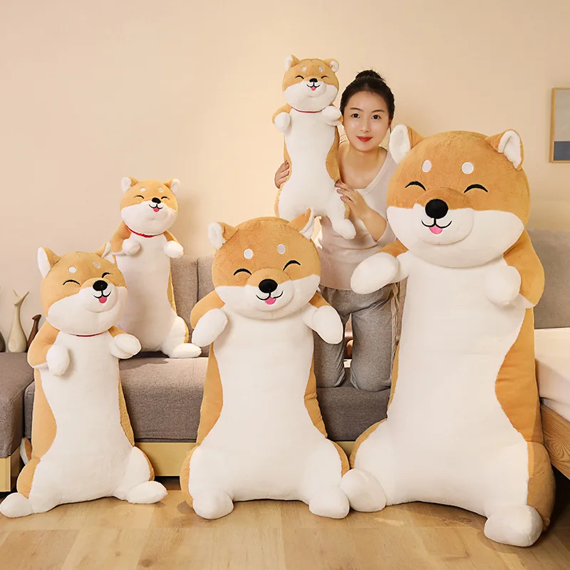 60-100CM Cute Shiba Inu & Husky Dog Plush Toys Cartoon Long Animals Sleep Pillow Office Nap Pillow Gift for Kids Baby Girls