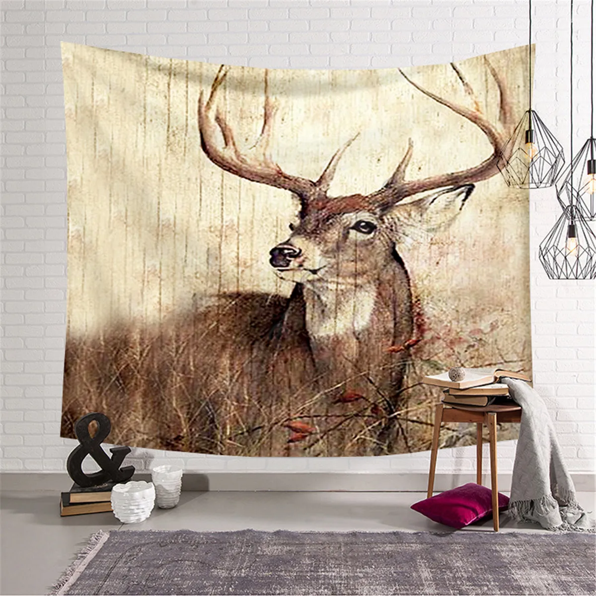 

PLstar Cosmos Deer Hunting 3D Printing Tapestrying Rectangular Home Decor Wall Hanging style-1