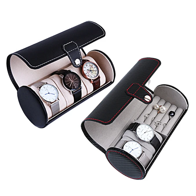 Portable Travel Watch Box Case 2 Slot Watch Organizer Storage Leather Ring Earrings Jewelry Storage Box Horloge Box