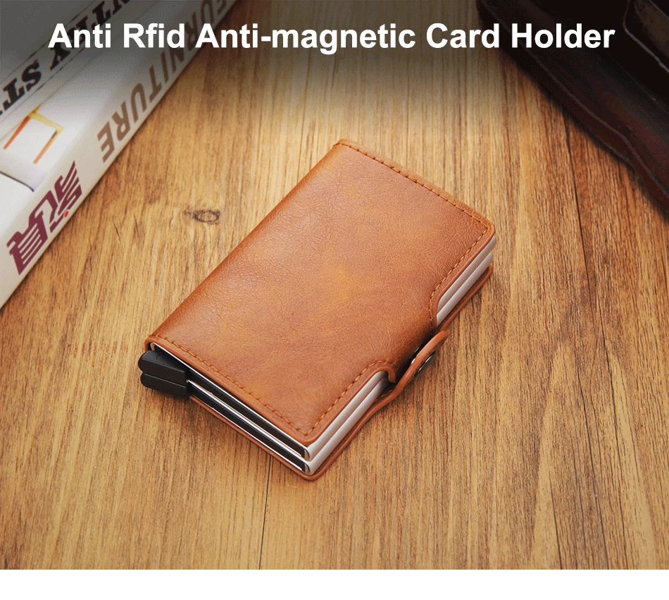 Rfid Portefeuille Crédit Carte Support, Aluminium Métal Femmes Hommes Pochette Dur Boîte Cartes