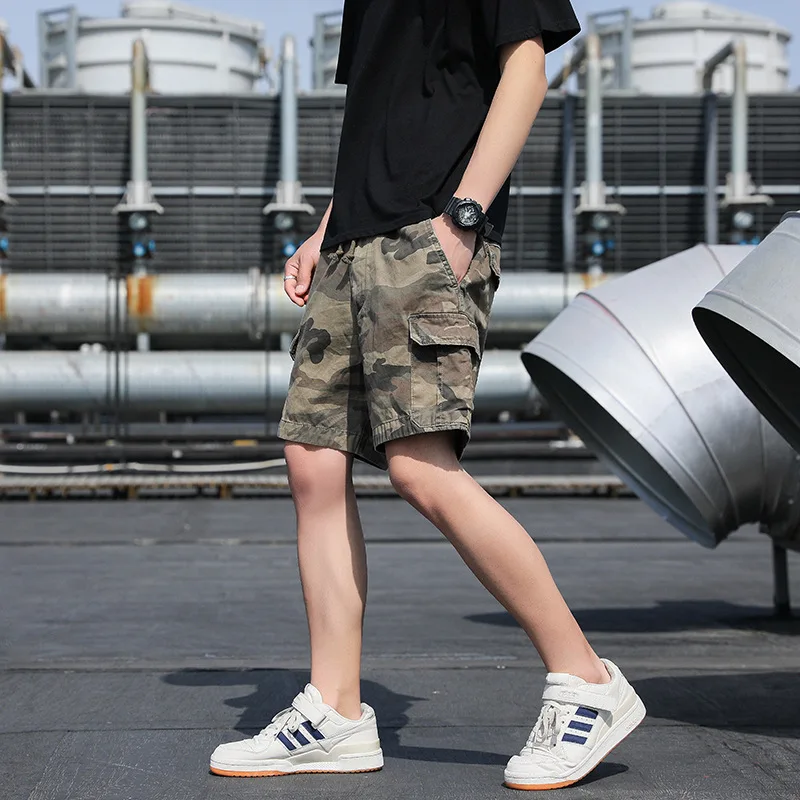 Men's Summer Shorts Multi-Pockets Casual Pants Outdoor Camouflage Short Pants Loose Plus Size Overalls