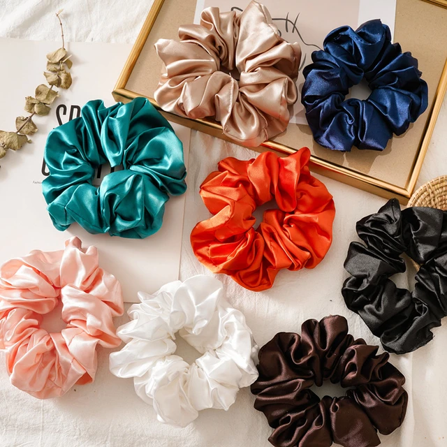 Large Hair Elastic Band Scrunchies Large Satin Satin Scrunchies Hair Hot Girls Aliexpress