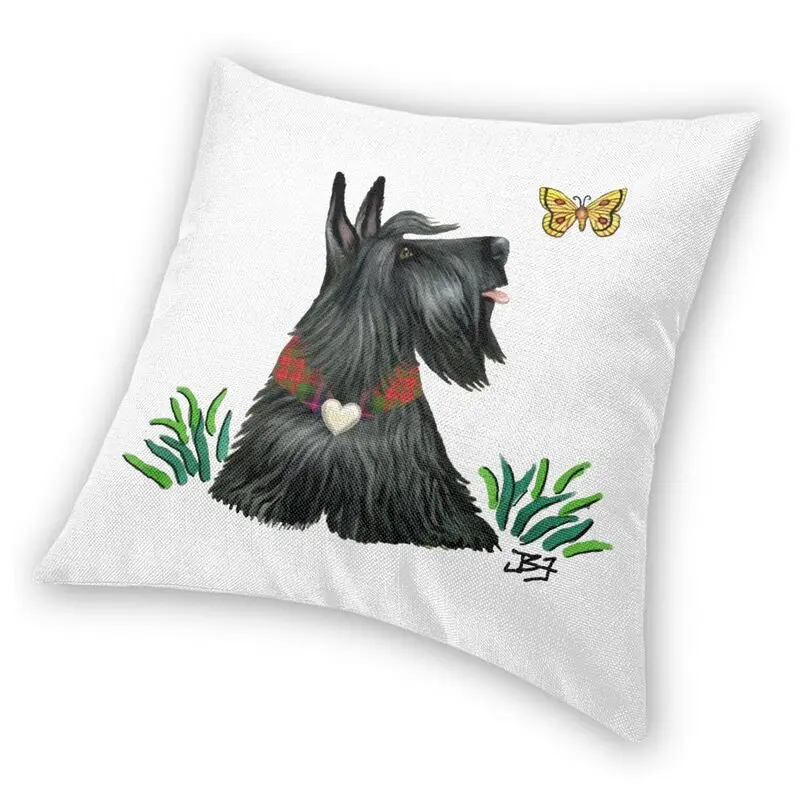 Scottish Terrier Watching A Butterfly Cushion Cover Sofa Home Decorative Scottie Dog Square Throw Pillow Cover 40x40