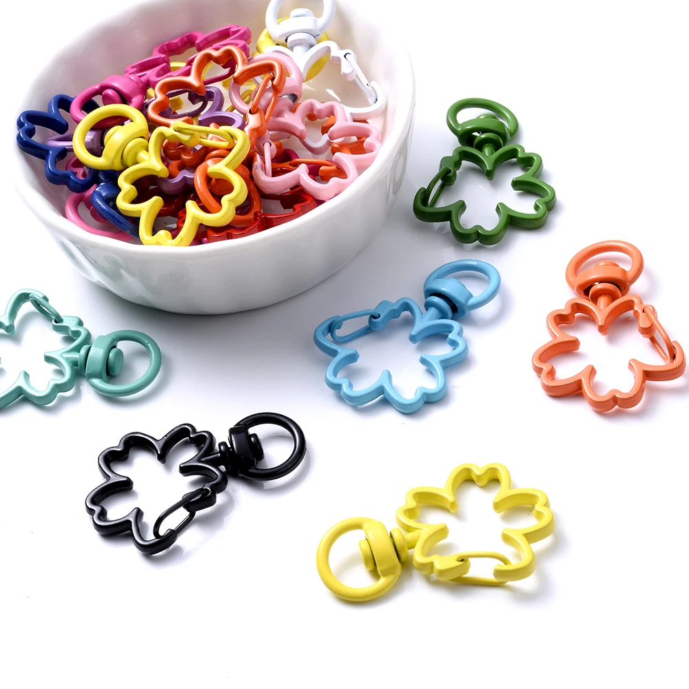 5 teile/los Blume Karabiner Haken Schlüsselanhänger Trigger Clips Schnallen für DIY Schmuck Machen Schlüssel Ketten Ring Zubehör 24*34mm – Detail 3