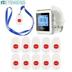 Retekess Caregiver Pager Wireless Calling System Call Bell Emergency With SOS Button Transmitter For Patient Elderly Clinic