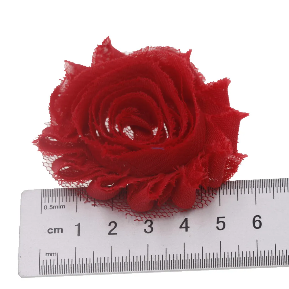 5.5cm Artificial Flower Shabby Chiffon Flower Handmade Flower Head DIY Headwear Wedding Decoration Candy Box Accessories 20pcs