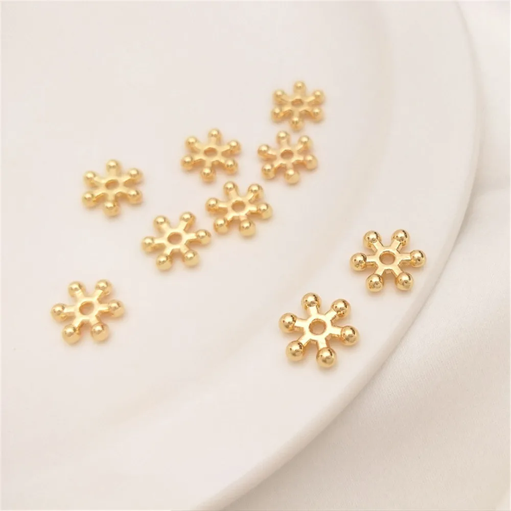 

14K Gold Plated 9mm large snowflake beads handmade DIY hand string separators bracelet accessories