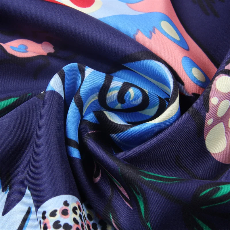 130cm Twill Silk Scarf Insect Paradise Print Square Scarf Women Bandana Shawl Luxury Brand Foulard Scarves Wrap For Lady Echarpe