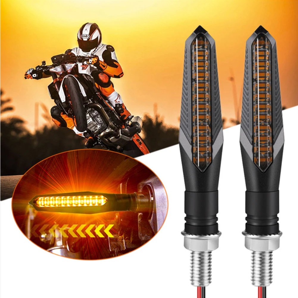 

Universal 2pcs Motorcycle LED Turn Signals Indicator 12V Amber Flasher Arrow Motorcycle Turn Signals Light For Honda Yamaha