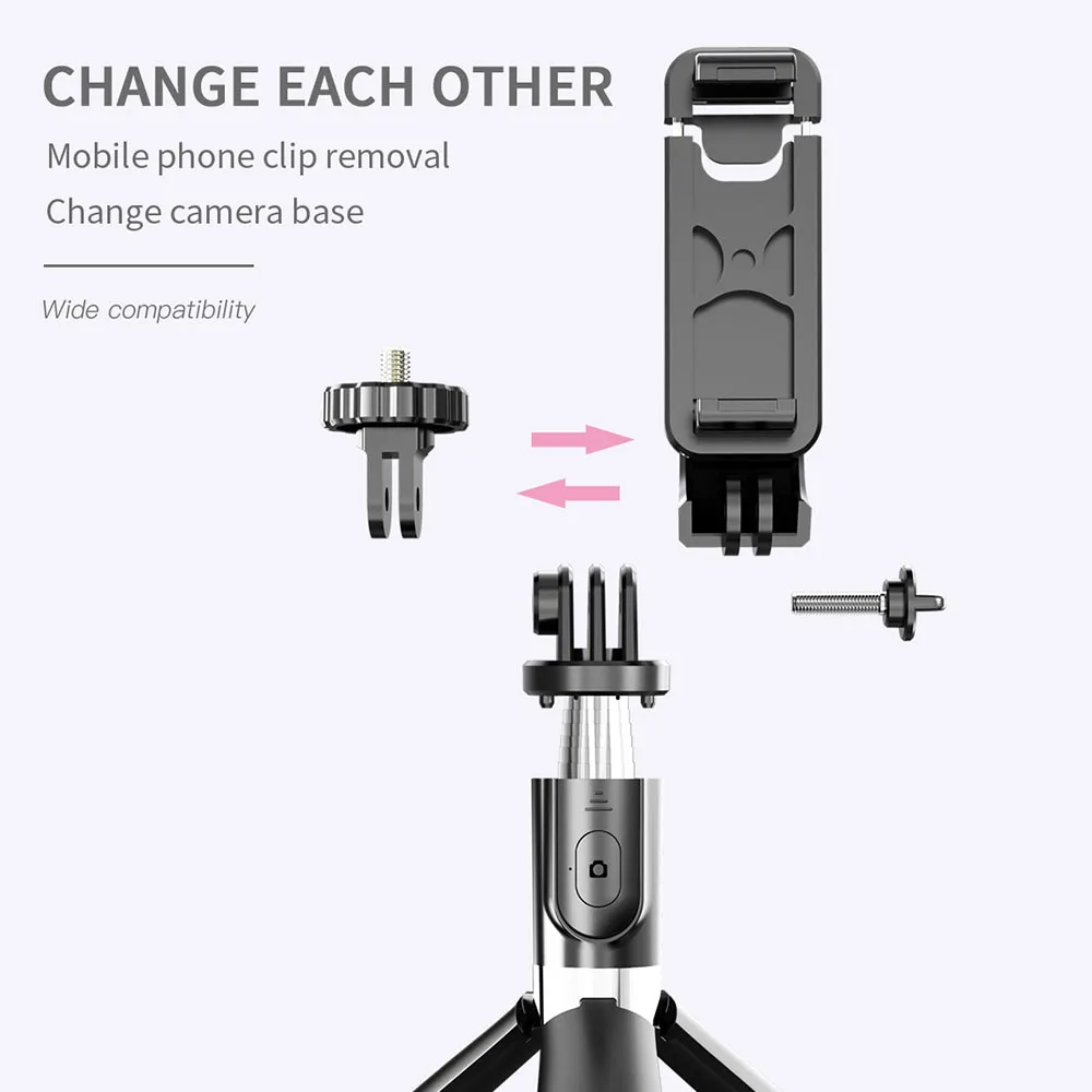 Wireless Selfie Stick Tripod Foldable Monopod Universal Holder for Xiaomi Mi Redmi Huawei Honor iPhone 11 Samsung Gopro Go Pro 9