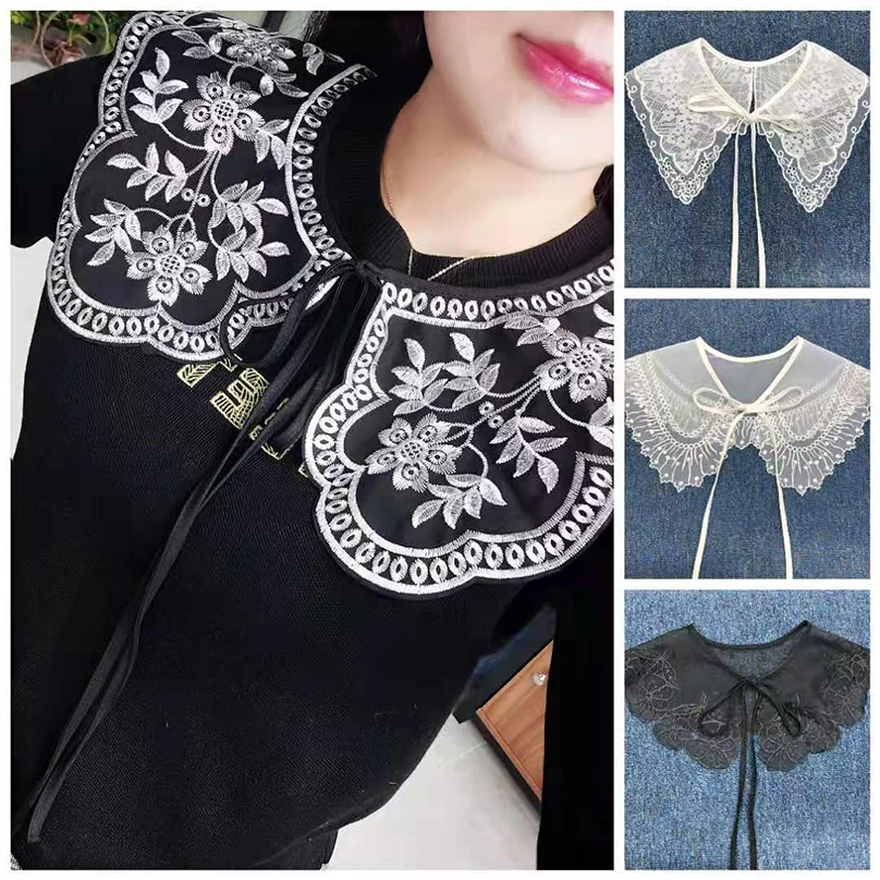 Lace Fake Collars for Women Neck Shawl Shirt Blouse Detachable Female Collar Wrap False Collars Ladies Sweater Decorative Spring