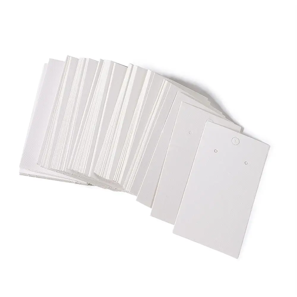 100Pcs White Paper Earring Card with Three Holes Earring Hang Tag Jewelry Display Packing Card 90x50mm