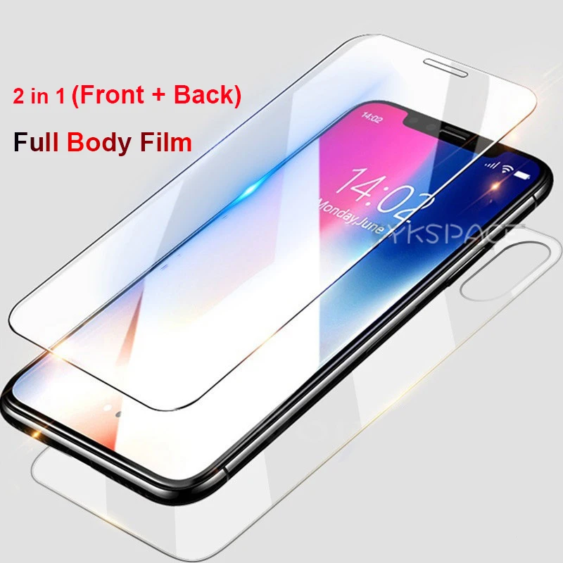 2pcs Front + 2pcs Back Transparent Tempered Glass Screen Protector For iPhone X XS Max XR 11 12 Pro Max 13 mini 14 6 6S 7 8 Plus