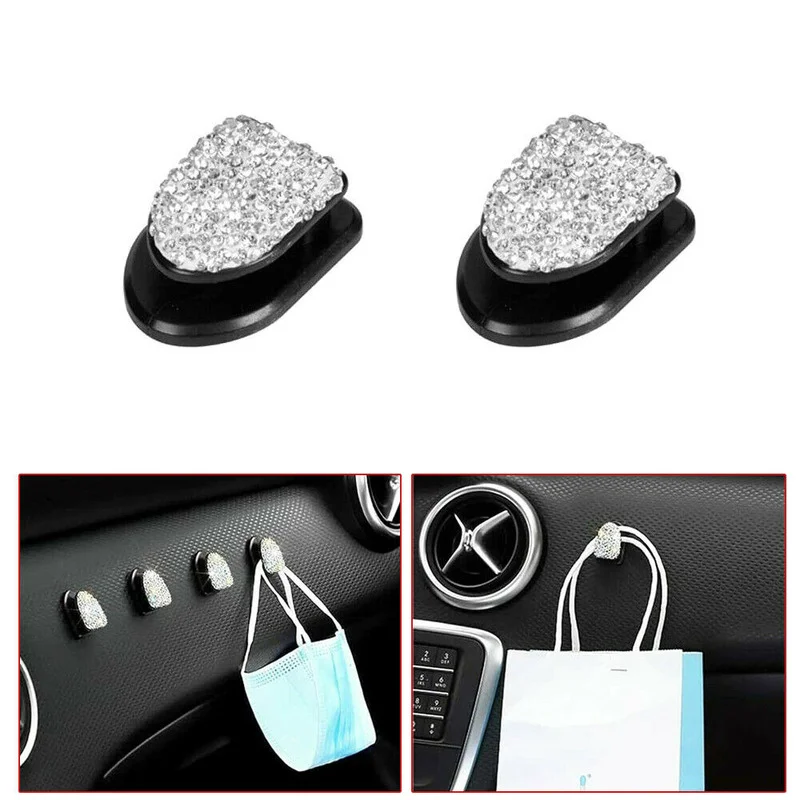 

4Pcs Multi-functional Diamond Glasses Holders Clip Car Sun Visor Sunglasses Eyeglasses Mount Hook Fastener Clip Interior Parts