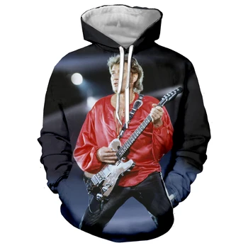 Johnny Hallyday gitar 3D baskılı Hoodie tişörtü kaya Hoodie Hip Hop rahat komik büyük beden kazak erkek kadın Hoodies