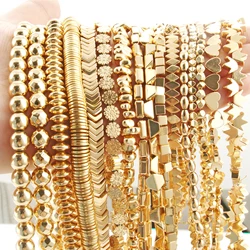Fashion Kc Gold Plated Hematite Natural Stone Beads Charms Irregular Geometric Beads For Jewelry Making Diy Bracelet Necklace