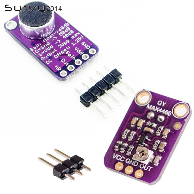 Electret Microphone Amplifier Stable MAX9814 module Auto Gain Control MAX4466 diy electronics