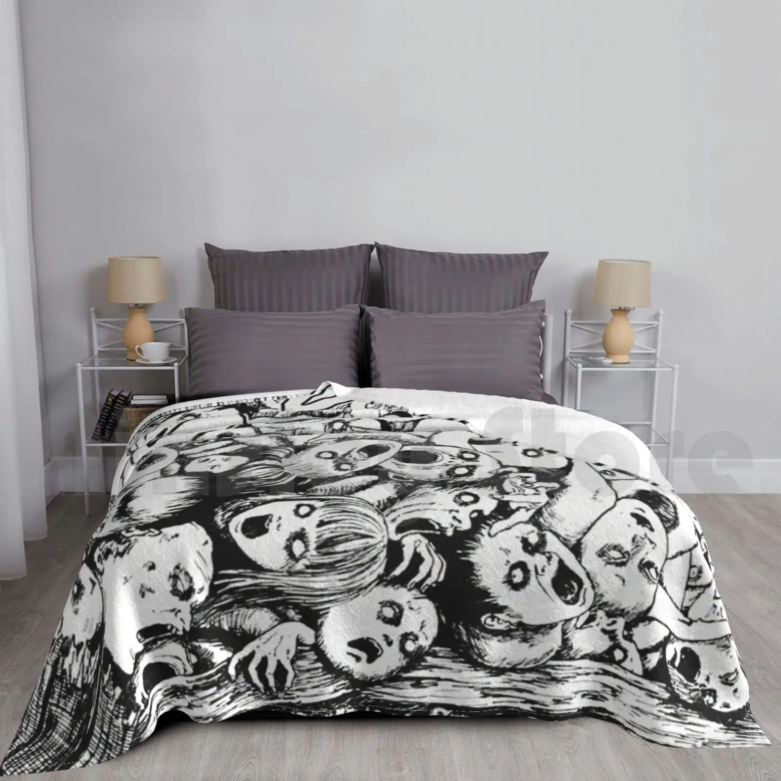 Creepy Head Blanket Super Soft Warm Light Thin Anime Manga Cosplay Girls Kawaii Fan Edit Boy Weeaboo Junji