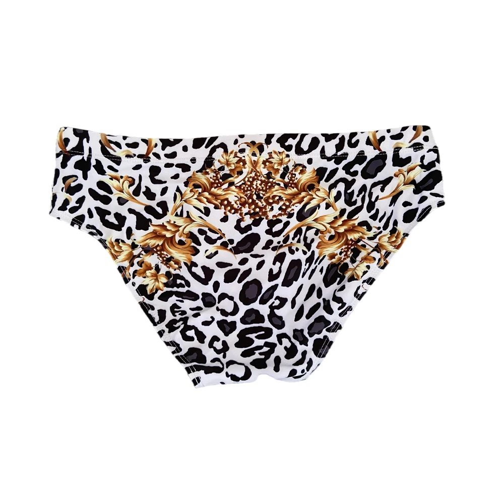 Sexy Mens Swimwear Nylon Quick Dry Leopard Swimming Briefs Gay Low Waist Bathing Swimsuit Fashion Pouch Pad Beach Surfing Trunks