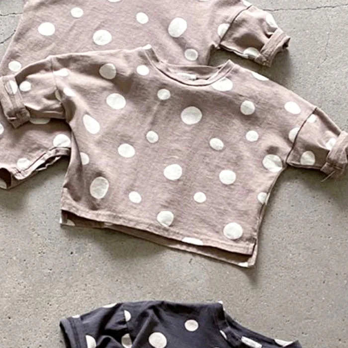 2024 New Cute Dot Print Baby Girl Long Sleeve T Shirts Loose Kids Tops Infant Boy Sweatshirt Casual Toddler Clothes 6M-3T