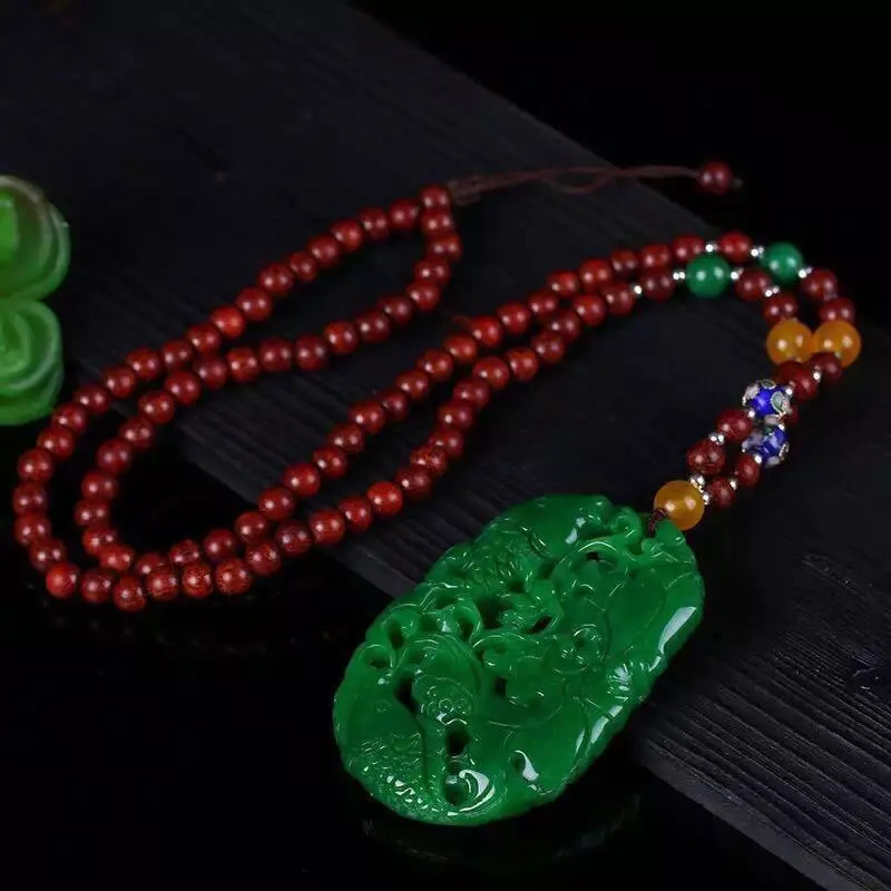 

Natural Hetian Green jade Jasper Pendant Hand Carved Hollow Lucky Jade Pendant Necklace for Men and Women Dropship