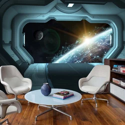 Custom Photo Wallpaper 3D Cool Spaceship Hatch KTV Bar Restaurant Backdrop Wall Creative Mural Wallpaper For Bedroom Walls обои