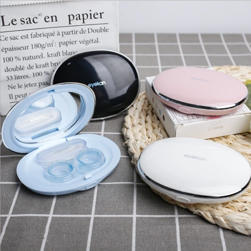 Cobblestone button Contact Lens Case Ins girl and boy New Thin Contact Lenses Case Eye contacts case can as gift
