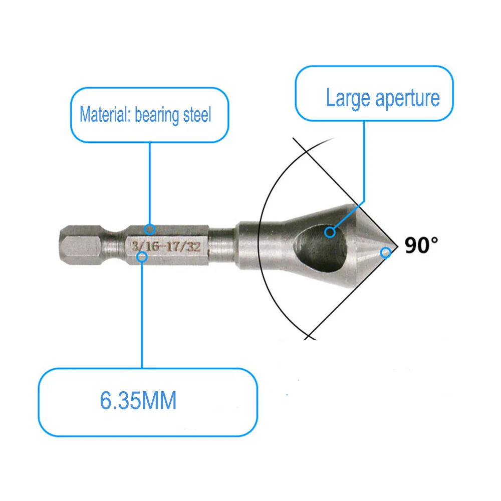 ZJCOSTOL 3pcs/LOT 90 Degrees Countersink Bit Set Deburring Drill Bits Tapper Hole Cutter Wood Wooden Metal Plastic Chamfer Set