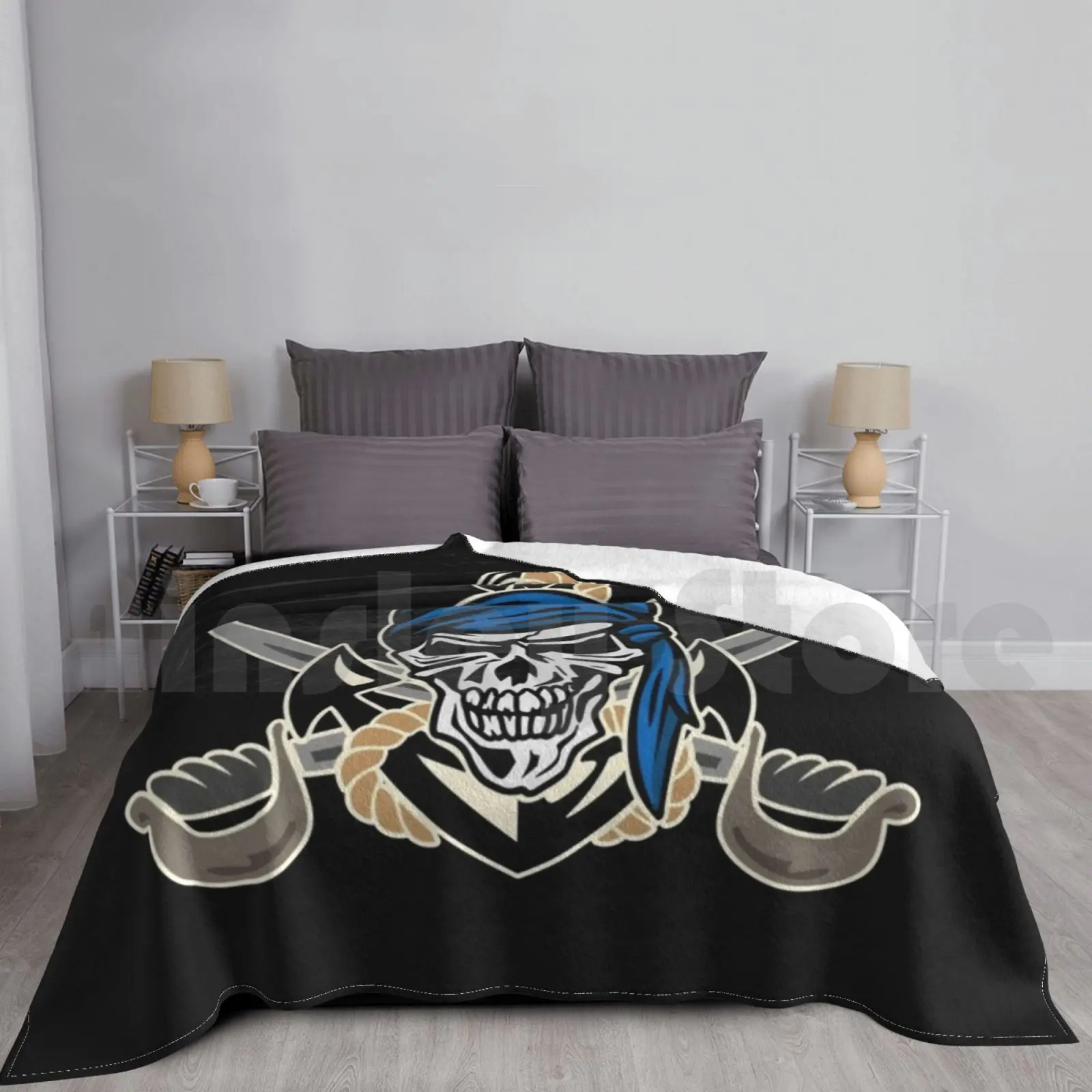 Pirate Skull With Anchor , Rope And Crossed Swords Blanket Fashion Custom Pirate Vector Skull Icon Navy Cartoon