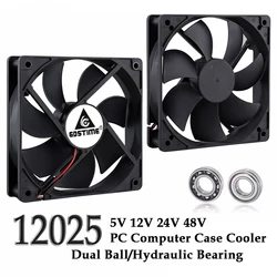 Gdstime-Ventilador da Caixa do Computador, 120mm, 5V, 12V, 24V, 48V, CPU, PC, 120x120x25mm, 2Pin, 3Pin, 12cm, laptop, GPU, Ventilador DC, Luva De Bola