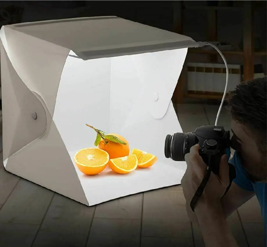 Caja de luz de fotografía plegable, Softbox de estudio fotográfico, Panel LED, Kit de caja de disparo de luz con cámara DSLR