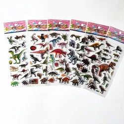 Pegatinas de dinosaurio de dibujos animados para niños, animales, recompensa para bebé, maestro, escuela, cuaderno 3D, portátil, dino adesivos, 6 uds.