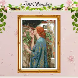 Woman and Flowers Patterns Counted Cross Stitch Set DIY 11CT 14CT 16CT Stamped DMC Cross-stitch Kit Embroidery Needlework Crafts