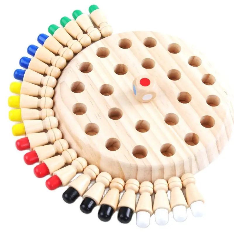 Kids Wooden Memory Match Stick Chess Fun Color Game Board Puzzles Educational Toy Montessori Cognitive Learning Toy for Children